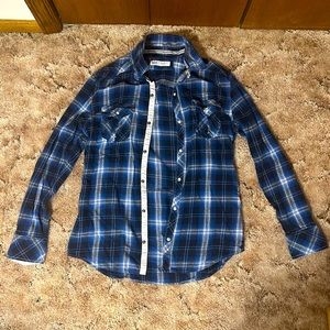 Mens Buckle Pearl Snap Button-Down Shirt